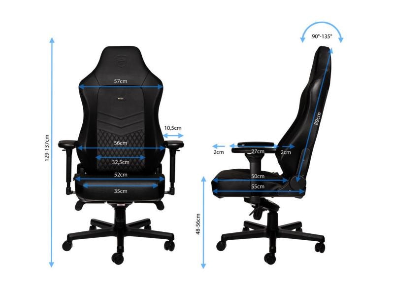 noblechairs Gaming-Stuhl HERO Echtleder Schwarz