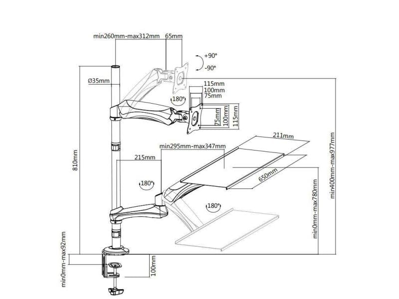 NEOMOUNTS Tischhalterung FPMA-D500KEYB bis 9 kg – Schwarz