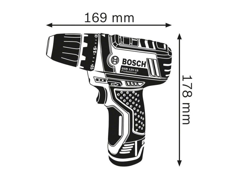 Bosch Professional Perceuse-visseuse sans fil GSR 12 V-15 Kit 1x 4,0 Ah + 1x 2,0 Ah