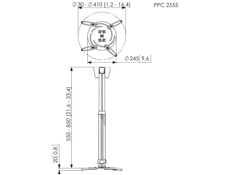 Vogel's Fixation de plafond PPC 2555 Argenté