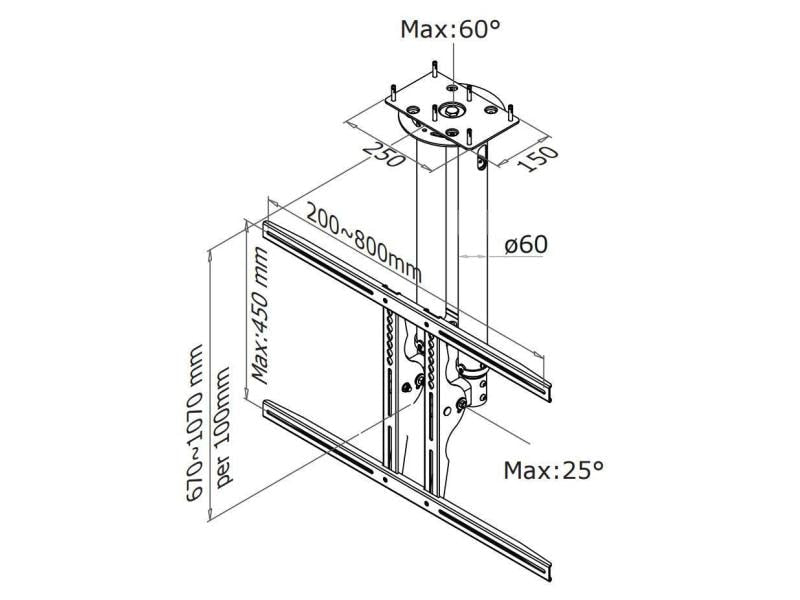 NEOMOUNTS Fixation de plafond PLASMA-C100 Noir