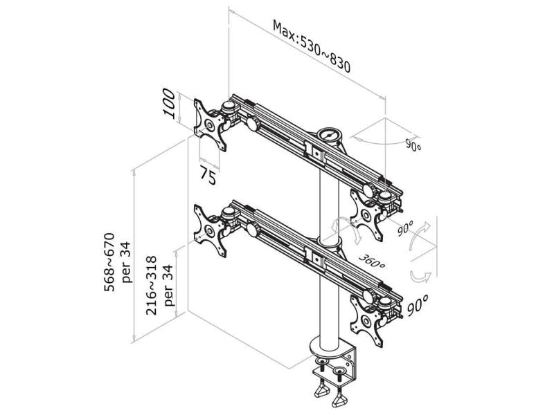 NEOMOUNTS Supports de table FPMA-D700D4 jusqu'à 32 kg - Noir