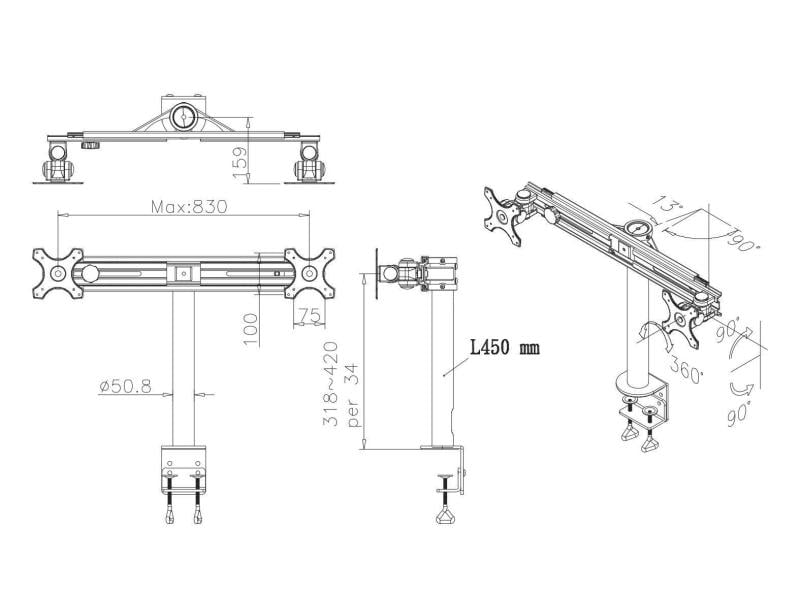 NEOMOUNTS Tischhalterung FPMA-D700D bis 16 kg – Schwarz