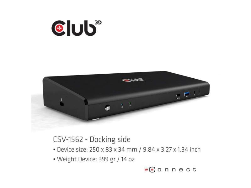 Club 3D Station d'accueil CSV-1562 USB-C 3.2 Gen1 Triple 4K