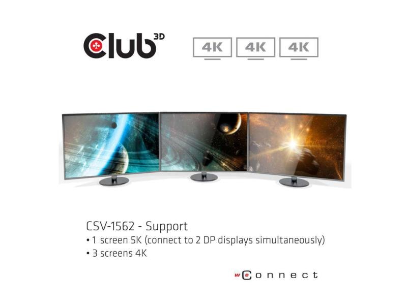 Club 3D Station d'accueil CSV-1562 USB-C 3.2 Gen1 Triple 4K