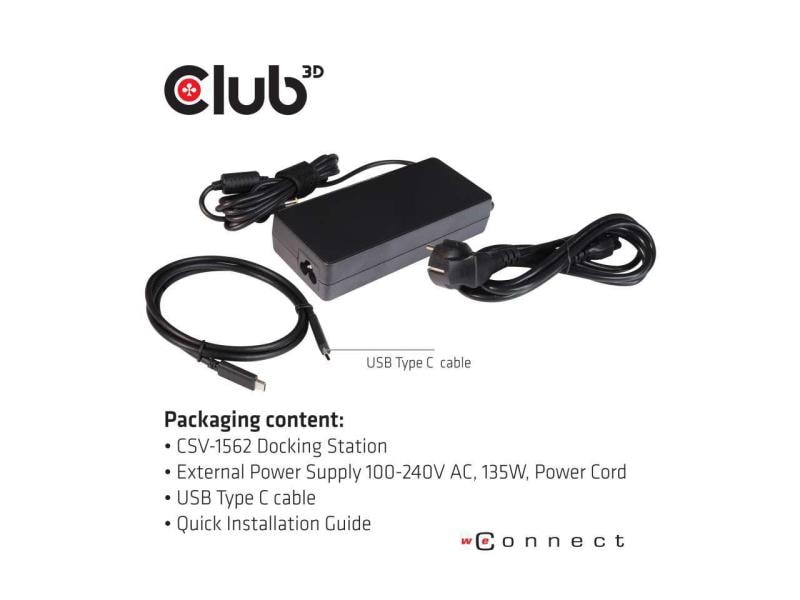 Club 3D Station d'accueil CSV-1562 USB-C 3.2 Gen1 Triple 4K