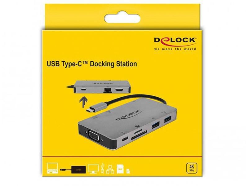 Delock Station d'accueil USB 3.1 Type-C – HDMI/VGA/USB/LAN/PD