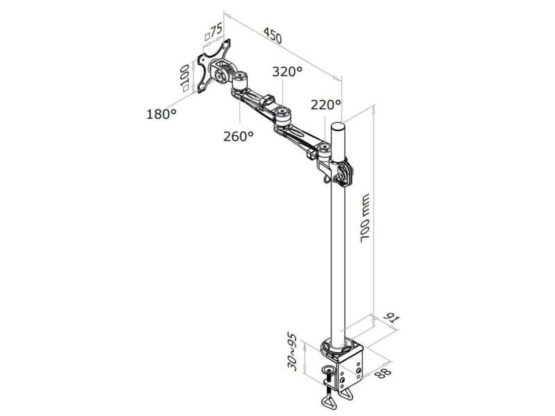 NEOMOUNTS Supports de table FPMA-D935POLE70 jusqu'à 12 kg - Argenté