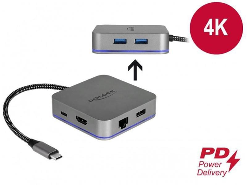 Delock Station d'accueil USB 3.1 Typ-C – HDMI/USB-A/USB-C/LAN/PD 3.0