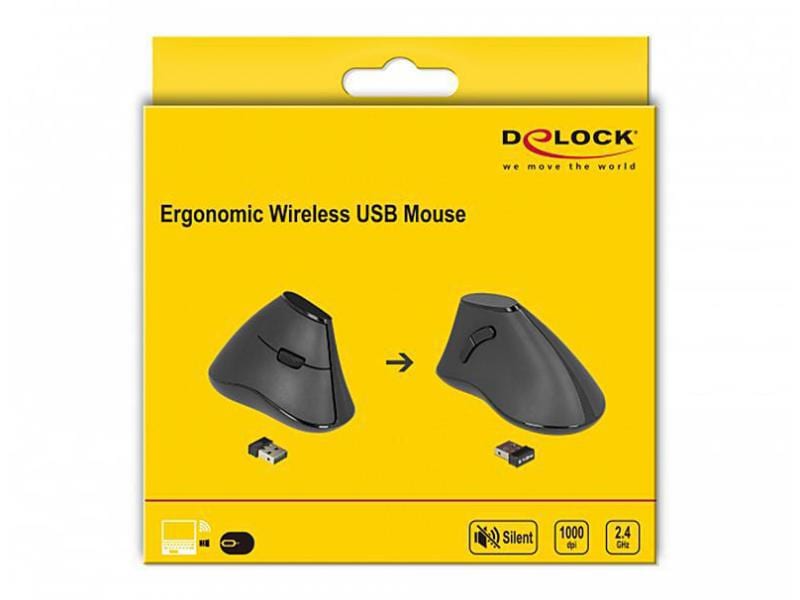 Delock Ergonomische Maus 12622 Silent USB kabellos