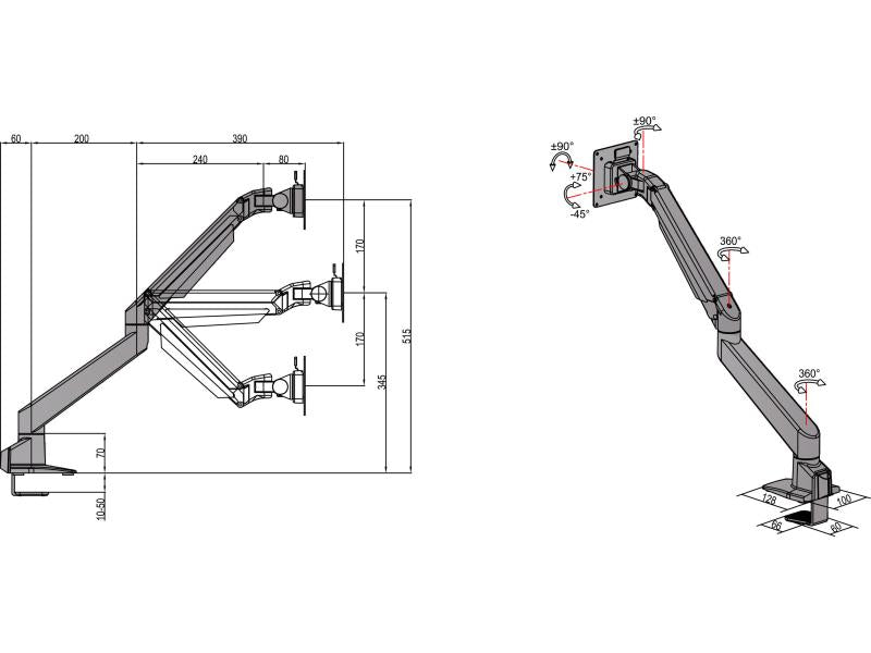 Multibrackets Supports de table Single bras de moniteur