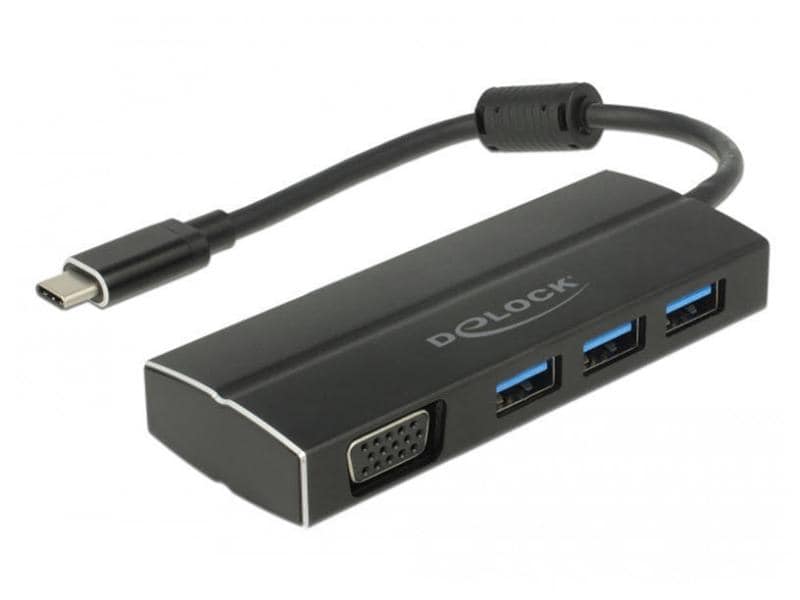 Delock Station d'accueil USB 3.1 Typ-C Gen1 - 3x Typ-A + 1x VGA