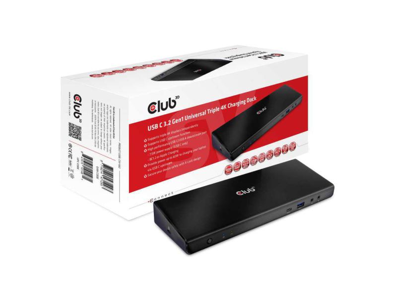 Club 3D Station d'accueil CSV-1562 USB-C 3.2 Gen1 Triple 4K