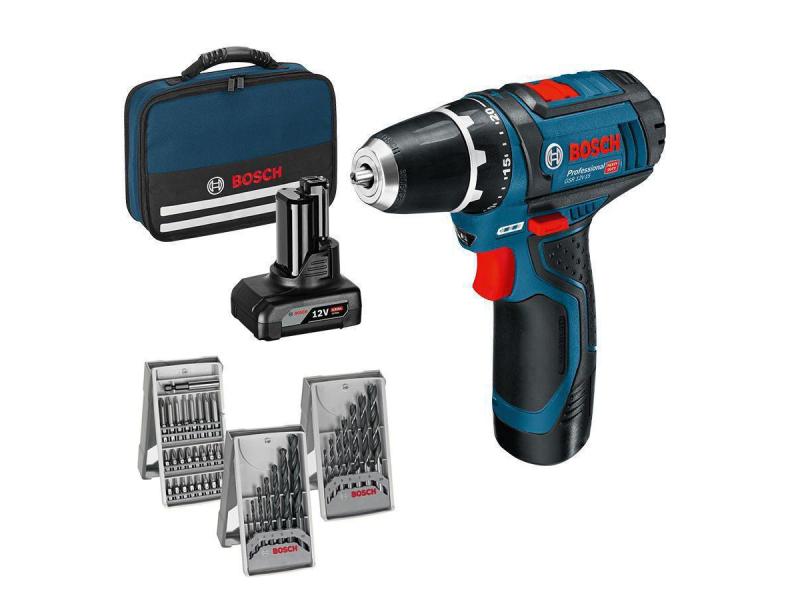 Bosch Professional Perceuse-visseuse sans fil GSR 12 V-15 Kit 1x 4,0 Ah + 1x 2,0 Ah