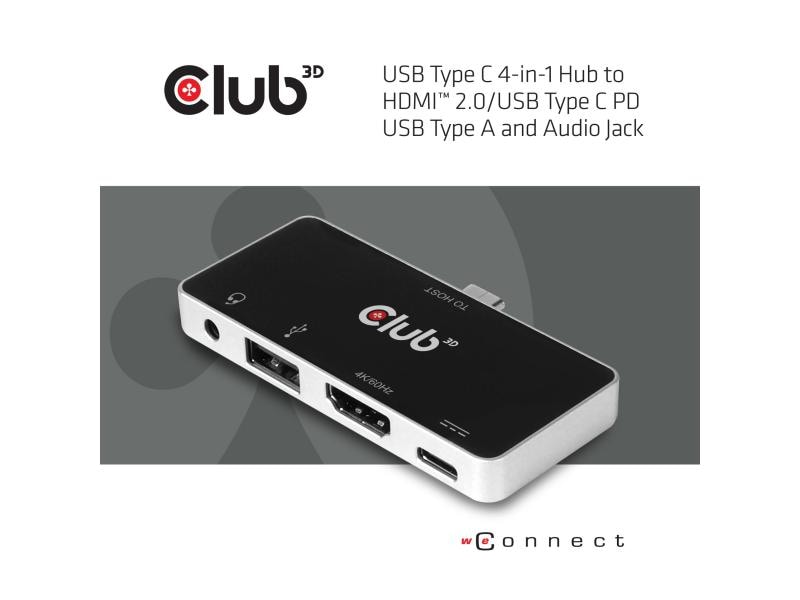 Club 3D Station d'accueil CSV-1591 4-in-1 USB 3.1 Typ C 4K60 Hz