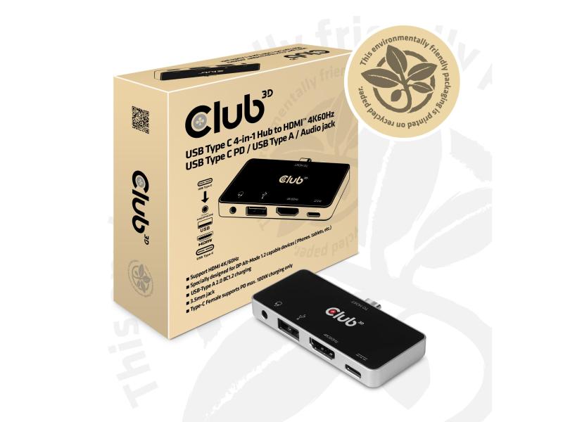 Club 3D Station d'accueil CSV-1591 4-in-1 USB 3.1 Typ C 4K60 Hz