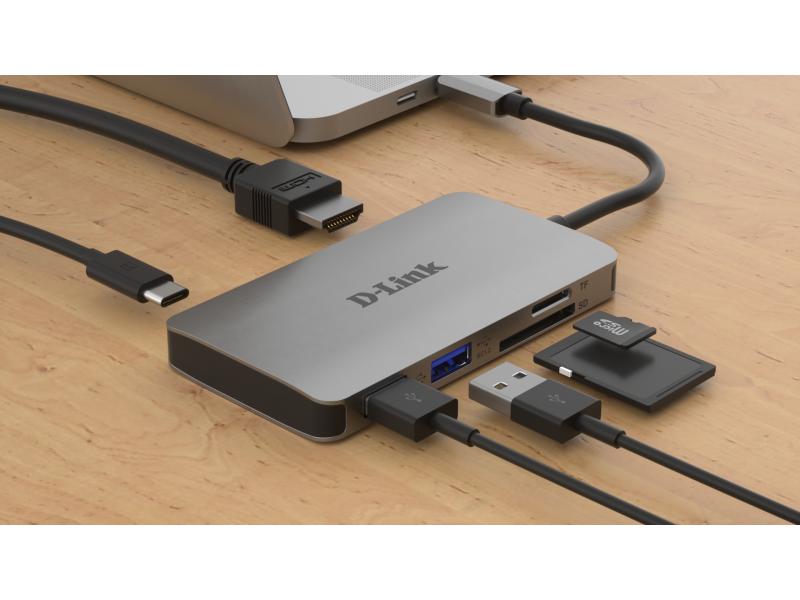 D-Link Station d'accueil DUB-M610 USB3.0/HDMI/Lecteur de carte/chargeur USB-C