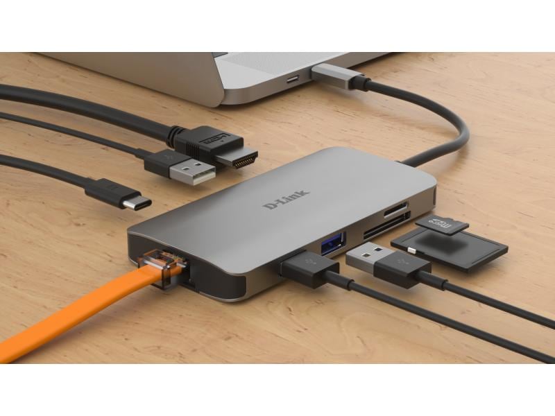 D-Link Dockingstation DUB-M810 USB/HDMI/RJ45/Kartenleser/USB‑C Lade