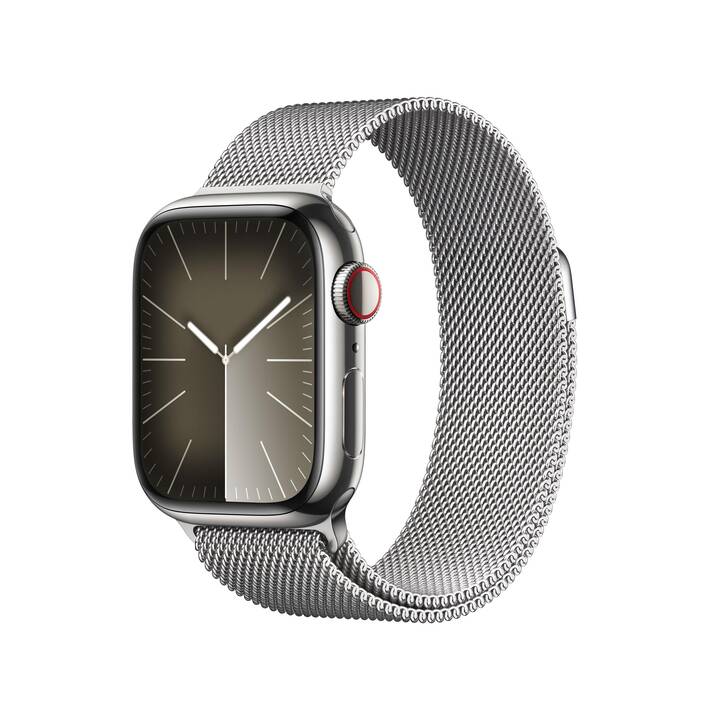 Apple Watch Series 9 GPS + Cellular (Acier inoxydable Argent) - 45 mm - Milanais Argent