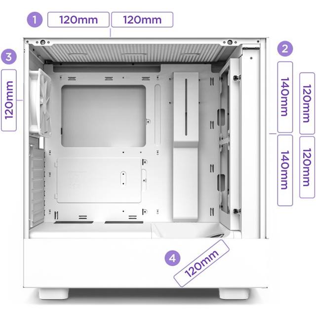 NZXT Boîtier d’ordinateur H5 Flow Blanc mat