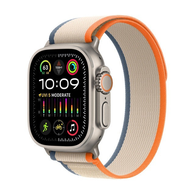 Apple Watch Ultra 2 GPS + Cellular (Titane Gris Argent) - 49 mm - Trail Loop S/M Orange/Beige