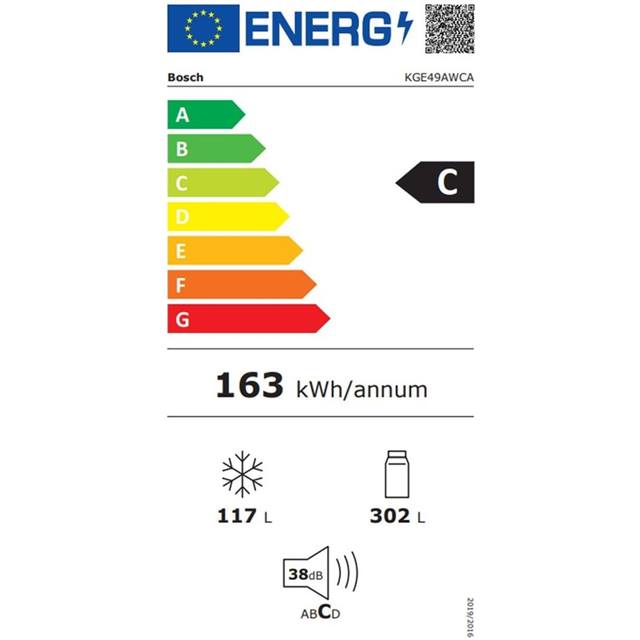 Bosch Réfrigérateur congélateur KGE49AWCA Droite/Changeable