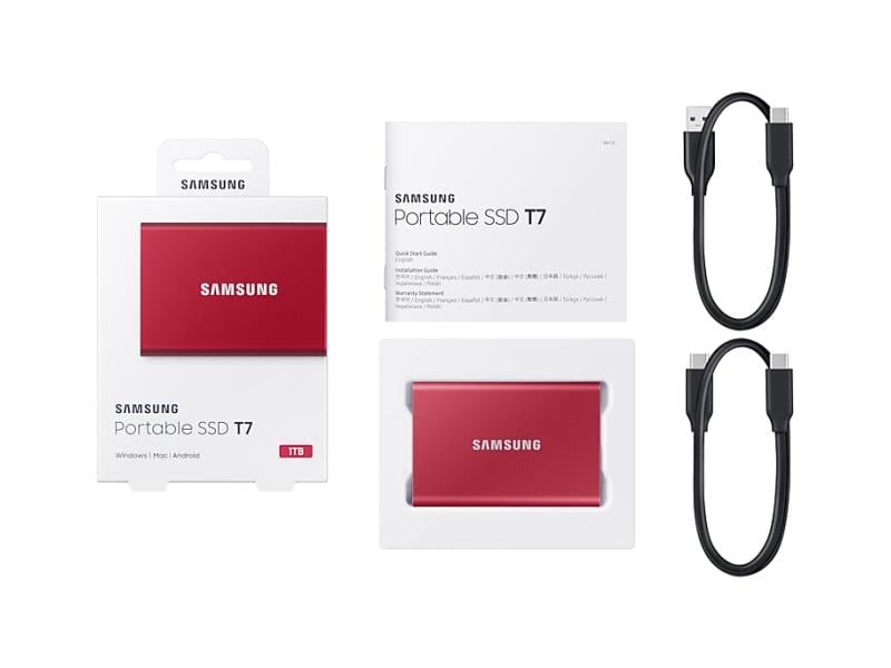 Samsung SSD externe Portable T7 Non-Touch, 1000 GB, Rouge