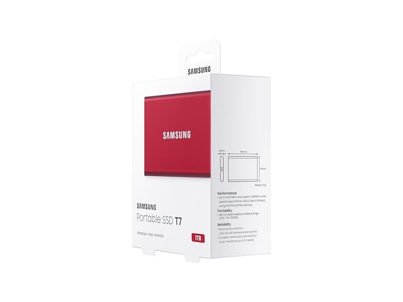 Samsung Externe SSD Portable T7 Non-Touch, 1000 GB, Rot