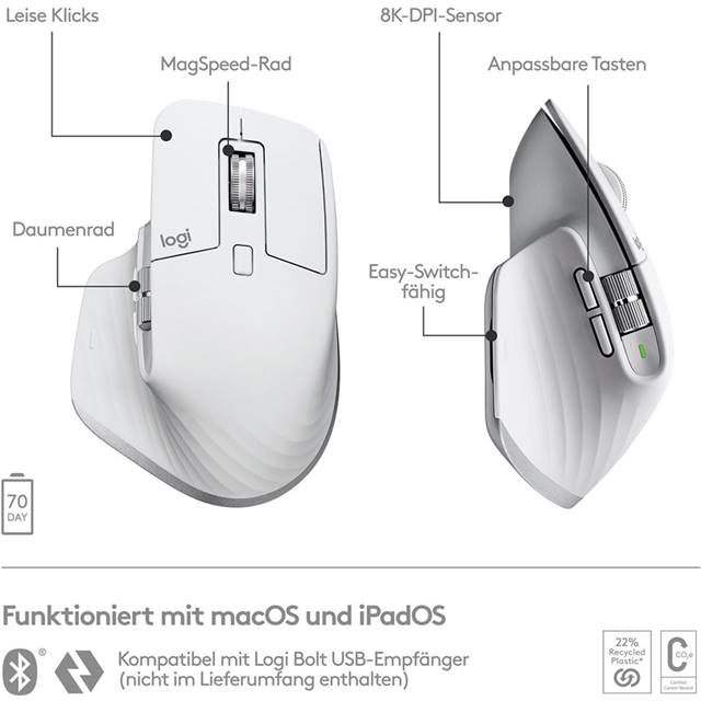 Logitech Souris MX Master 3S for Mac pale grey