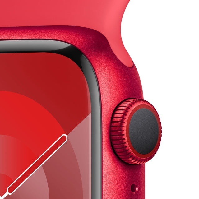 Apple Watch Series 9 GPS + Cellular (Aluminium Mitternacht) - 45mm - Sportarmband S/M (PRODUCT) RED