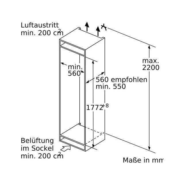 Bosch Réfrigérateur encastré KIF81PFE0 Droit (modifiable)