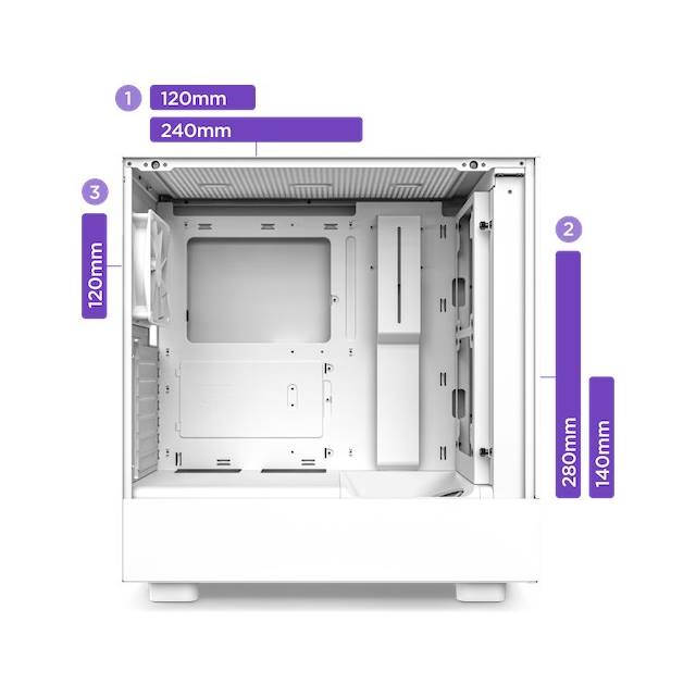 NZXT Boîtier d’ordinateur H5 Elite Blanc mat