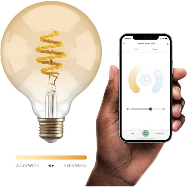 Hombli Smart Bulb Amber, Filament, 5.5W, E27, G95, klar