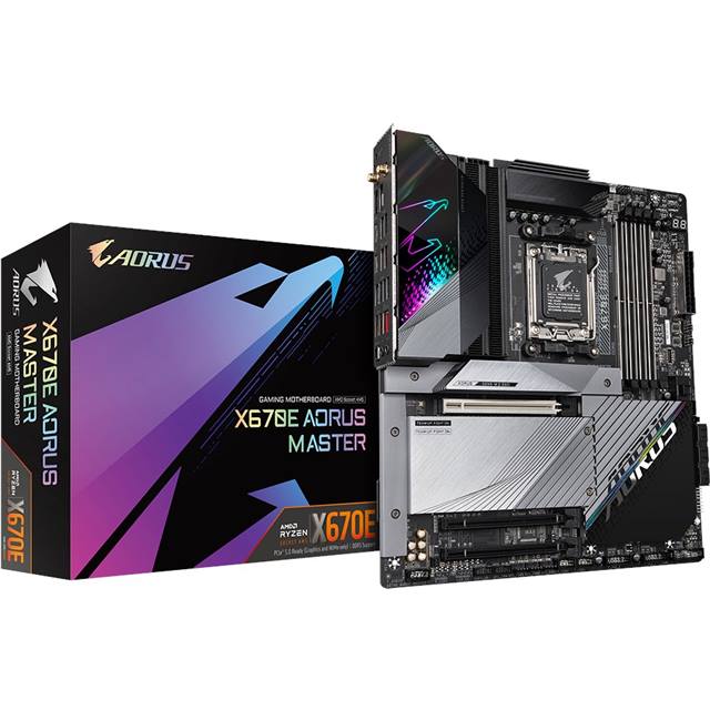 Gigabyte X670E Aorus Master bleibt im Französischen unverändert, da es sich um einen spezifischen Produktnamen handelt. Man könnte es jedoch leicht umschreiben: **Gigabyte X670E Aorus Master**.