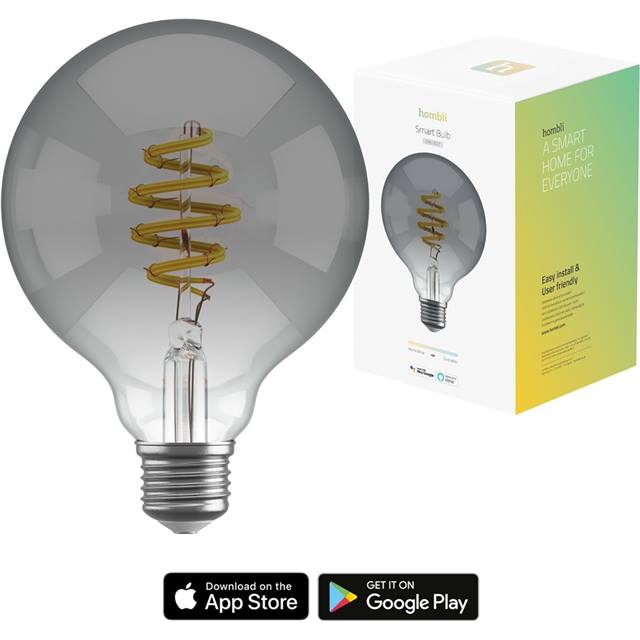 Hombli Smart Bulb Smokey, Filament, 5.5W, E27, G95, klar